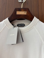 **Tom Ford Luxury Men’s Modal Sweatshirt – Beige White – Size 46 IT – New**