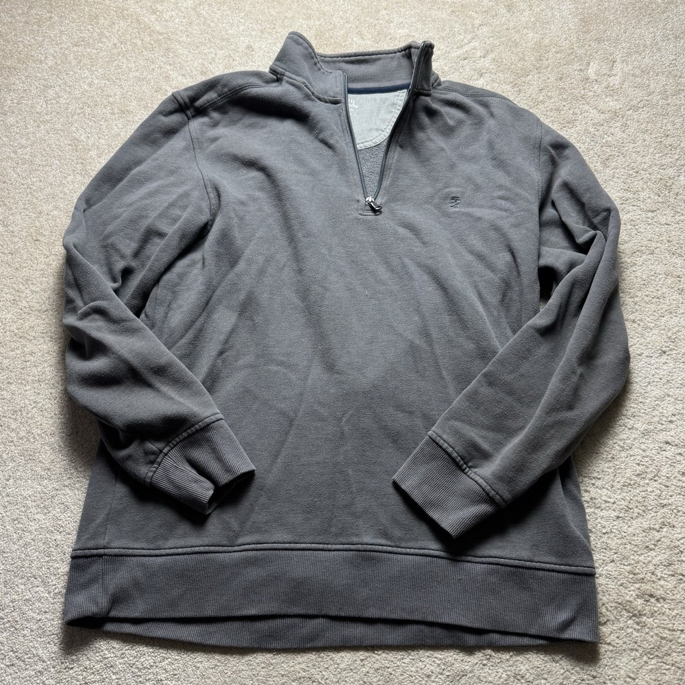 Izod Saltwater 1/4 Zip Sweatshirt Relaxed Classic Mens Large Gray