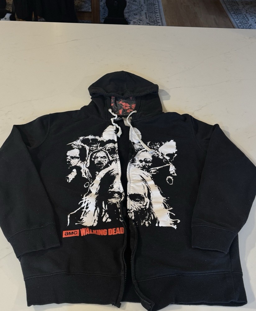 The Walking Dead AMC Zip Up Hoodie Size Med. 2014 Daryl Black READ DESCRIPTION