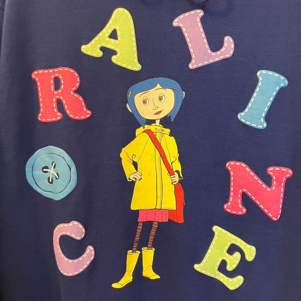 Coraline Jones Women SOLD OUT Box Lunch Letter Portrait Hoodie Small Blue AN EXC