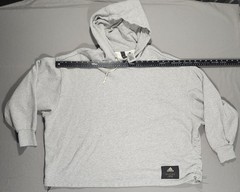 adidas Men’s Gray Solid Pullover Hoodie M Cotton Logo Drawstring