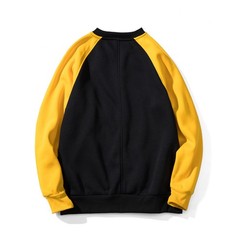 Pullover Sweatshirt Long Sleeve Color Block Raglan Sleeve Yellow Black