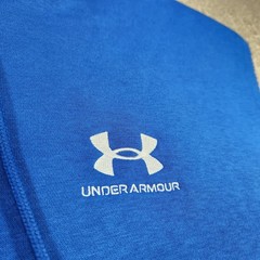 Under Armour Sleeveless Hoodie Men Medium Blue UA Icon Fleece Cotton Blend NEW