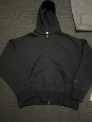 ESSENTIALS Jet Black Classic Fleece Zip Up Hoodie