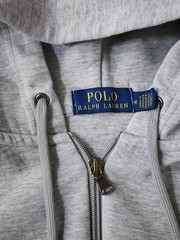 POLO RALPH LAUREN Men’s Light Grey Heather Double Knit Full Zip Hoodie Medium