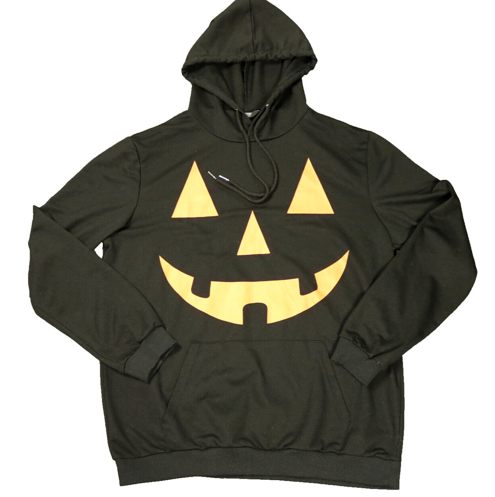 Coofandy Jack O’Lantern Grinning Halloween Hooded Sweatshirt Black Orange M