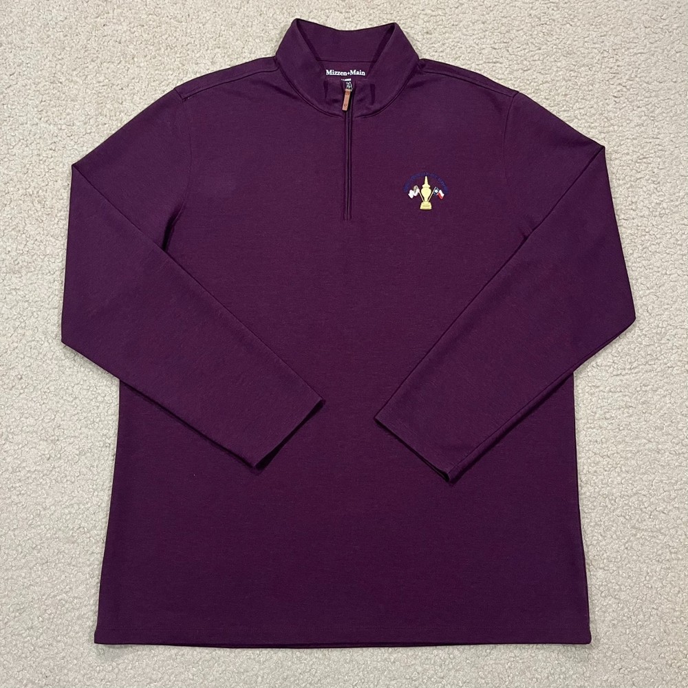 Mizzen+Main Mens 1/4 Zip Pullover Golf Sweatshirt Plum Burgundy Size XL