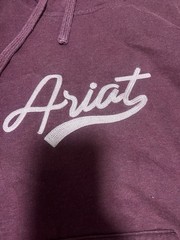 Ariat REAL Men’s Burgundy Pullover Hoodie Logo Graphic Fleece Pockets Size M