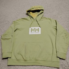 Helly Hansen Hoodie Sweatshirt Mens XL Green Cotton Designer Hiking Walking Camp