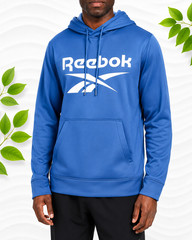 Reebok Men’s Performance Pullover Hoodie -Mediterranian Blue-XLarge-US SELLER