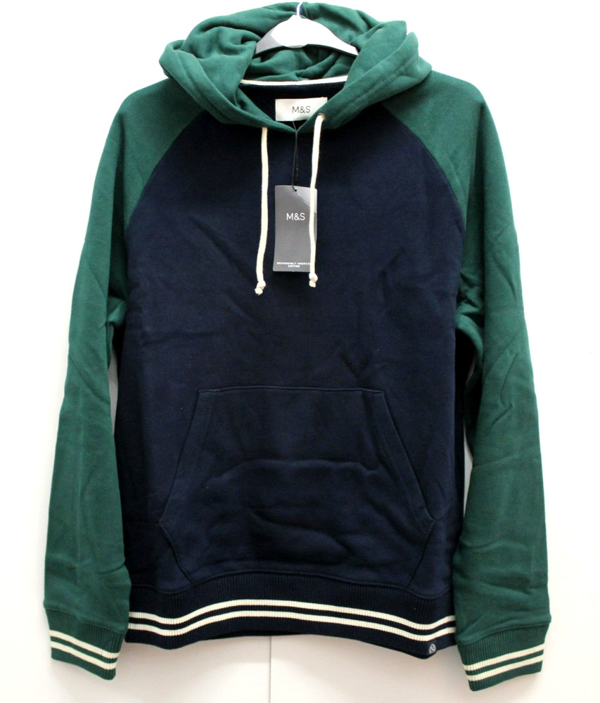M & S Mens Hoodie Pure Cotton Brushed Fabric Warm Pullover ~ Sizes S M L XL XXL