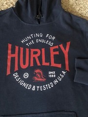 Hurley Hoodie Mens Large Navy Blue Red White Graphic Sweatshirt Fleece Lined
