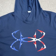Under Armour Iso-chill Hoodie Shirt Mens Small Blue Fish Hook Logo Boat Light