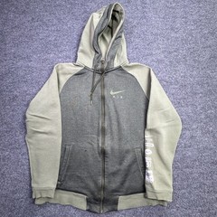 Nike Full Zip Hoodie Mens Large Green Gray Graphic Sleeve Streetwear