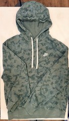 Nike Men’s Green Camo Pullover Hoodie Fleece w/ Pockets Drawstring Size L