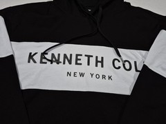 Kenneth Cole New York Long Sleeve Hoodie Shirt –Black White Core Spring