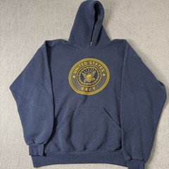 Vintage US Navy Hoodie Mens XL Blue Sweatshirt United States Logo Graphic
