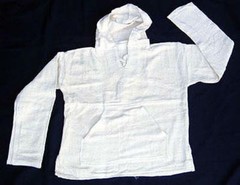 Natural Solid BAJA Shirt Woven Mexican Hoodie Surfer Pullover S-M-L-XL-2XL