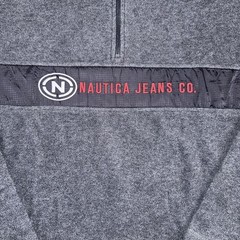 Nautica Jeans Company Sweatshirt Mens 2XL Gray 1/4 Zip Mock Neck Fleece Pullover