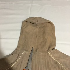 Nike Hoodie Sweatshirt Mens Large Tan Center Swoosh Ribbed Knit Pullover Y2K