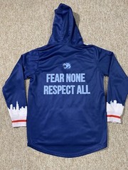 Chicago Bruins Hoodie “Fear None Respect All” Blue & White/Red Stars Sz Med