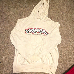 H&M Men’s White Graphic Print Pullover Hoodie Regular Fit Size S Pockets