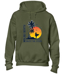 MALIBU BEACH ENJOY THE OCEAN HOODY HOODIE SUMMER HOLIDAY CASUAL CLOTHING TOP