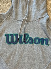 Wilson Heavyweight Embroidered Spellout Logo Hoodie Men’s M Gray Pullover