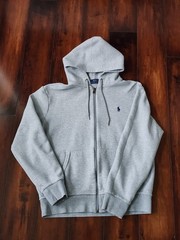 POLO RALPH LAUREN Men’s Light Grey Heather Double Knit Full Zip Hoodie Medium