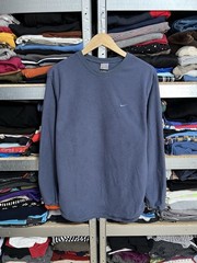 Men’s Nike Vintage Teddy Fleece Sweatshirt Blue Jacket Size M Pullover Y2K
