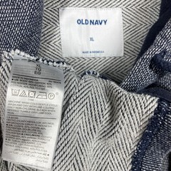 Old Navy Baja Henley Hoodie Mens XL Navy Blue Herringbone Textured Pullover FLAW