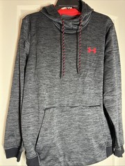 Under Armour Coldgear Hoodie Sweatshirt Heather Black Neon Orange MENS Large