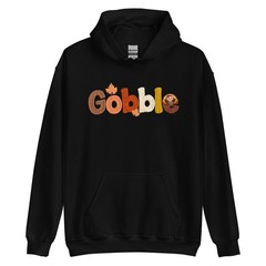 Thanksgiving Turkey Hoodie with Faux Yarn ‘Gobble’ Design Gift (Not Embroidered)