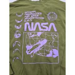 Grayson Threads NASA Sweatshirt Olive Green Purple Graphic Pullover Large