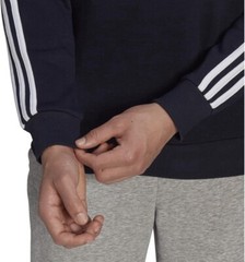 adidas Essentials Crew Mens Size Large Classic 3 Stripes Sweatshirt Legend Ink