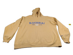 RAGBRAI Hoodie Sweatshirt Mens Large Yellow Annual Cycling Event Vintage 90s