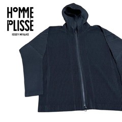 USED HOMME PLISS�_ ISSEY MIYAKE PLEATED HOODIE, BLACK VERYGOOD