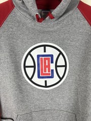 Los Angeles Clippers LA Times Hoodie Mens Medium Gray Graphic Drawstring Pockets