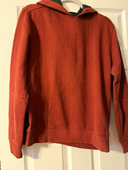 Men’s Brown Chevron Knit Pullover Hoodie Long Sleeve Regular Fit Size L