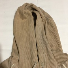 Nike Hoodie Sweatshirt Mens Large Tan Center Swoosh Ribbed Knit Pullover Y2K