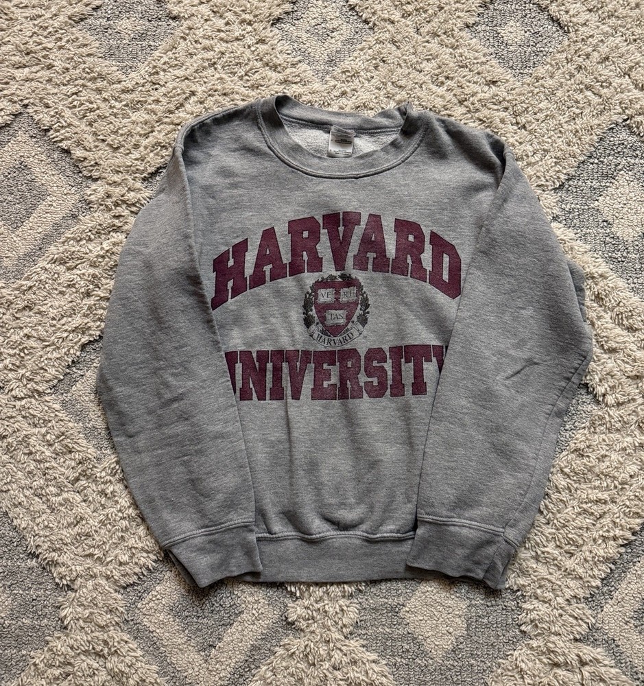 Harvard University Vintage Sweatshirt Size Small Gray With Burgundy Print