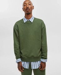 Mode of One Mens Relaxed Fit Fleece Sweatshirt in Green Super Soft Size Small