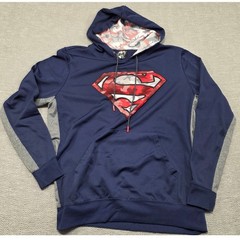 DC Comics Superman Navy Blue Camo Shield Pullover Hoodie Mens Large L