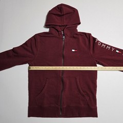 Tommy Hilfiger Men’s Size Medium Full Zip Hoodie Burgundy Red Long Sleeve Logo