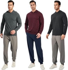 5 Pack Men’S Lightweight Pullover Hooded Tees – Long Sleeve Sweatshirts for Gym,