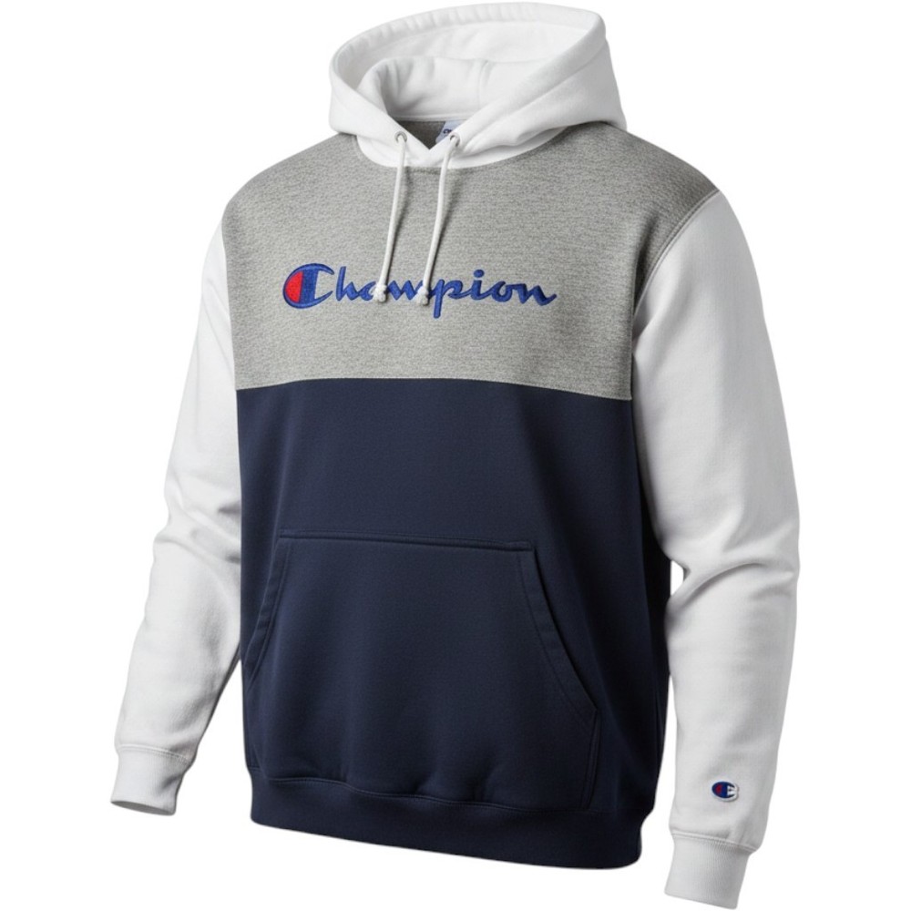 Champion Mens Colorblock Hoodie Navy Grey White Embroidered Logo XLT Tall NEW
