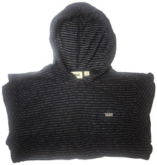 Vans Hooded Lightweight Shirt Youth Small Black Striped Vans Logos Long Sleeve