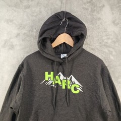 PORT & COMPANY Hoodie Fleece SMALL Men Casual Print Pullover Fall Winter Gray