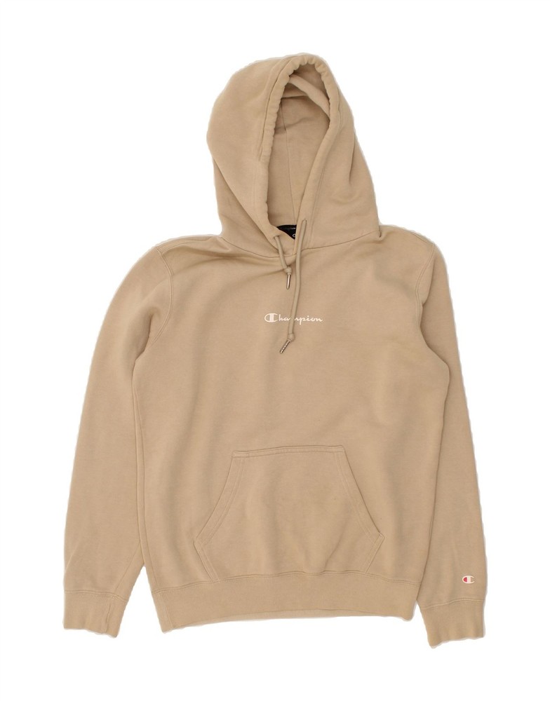 CHAMPION Mens Hoodie Jumper Small Beige Cotton BG28