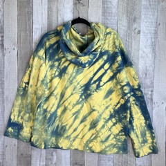 NWT Sandro Tie Dye Cotton Hoodie Mens Size XL Blue Yellow Luxury Designer $265